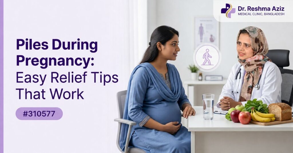 Dr. Reshma Aziz discusses piles during pregnancy with a pregnant patient and shares easy relief tips