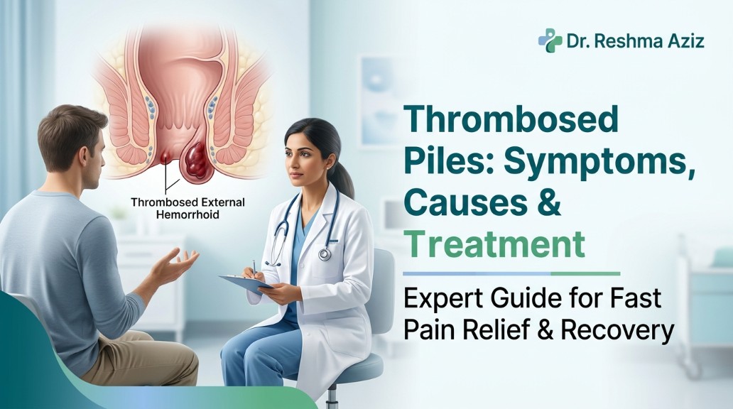 Thrombosed piles symptoms and treatment options with medical illustration and expert care guidance