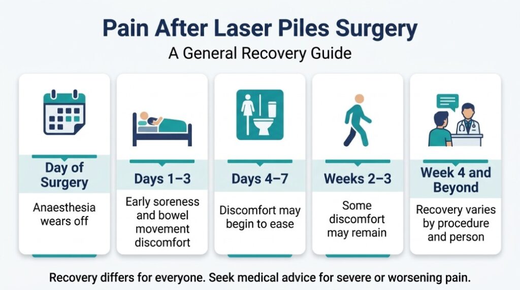 Diagrams comparing laser and open piles procedures for patients asking is laser piles surgery painful.